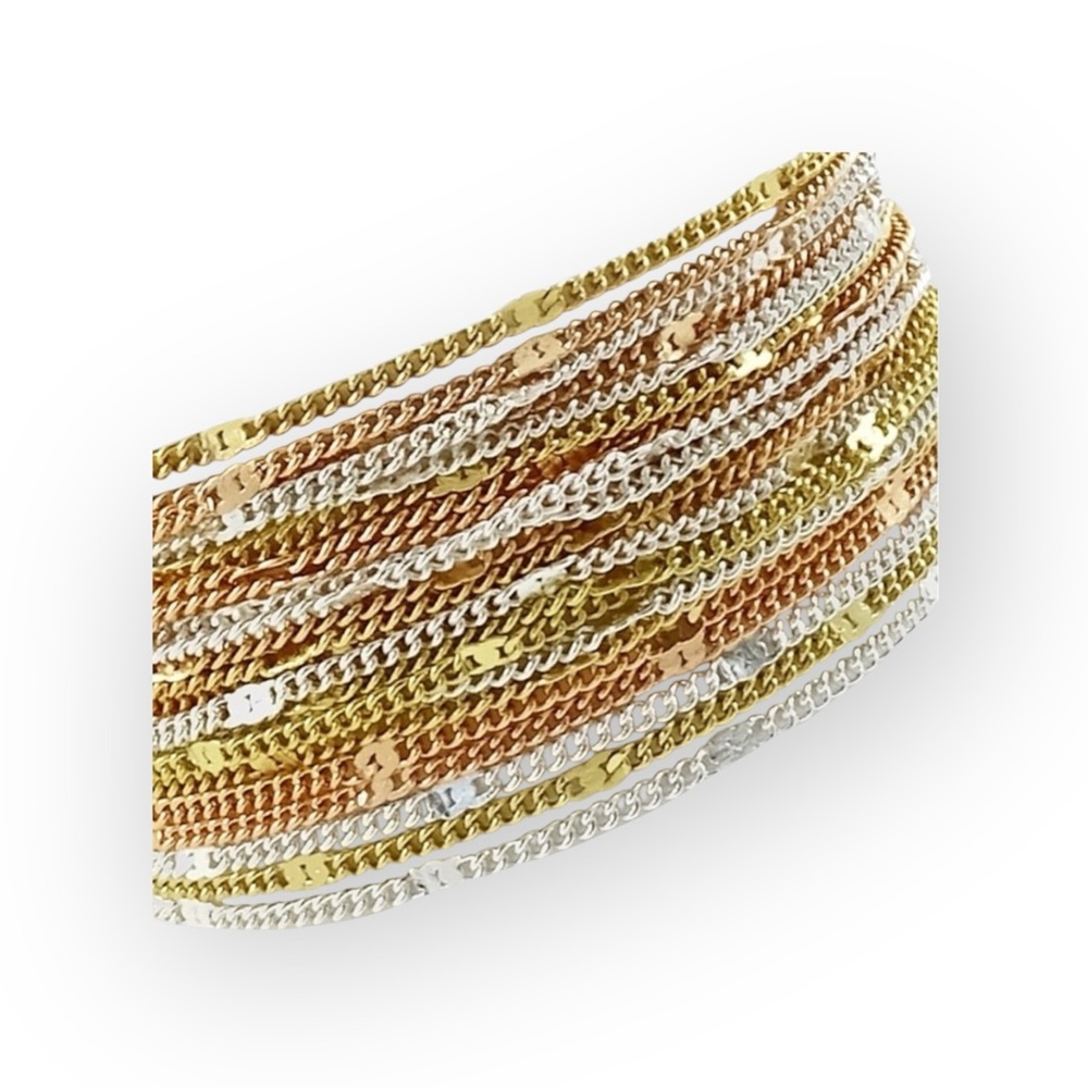 new Tri Color 18K Gold Plated GP ☀︎︎ Multi Chain Bracelet ☀︎ ︎Silver Rose Gold